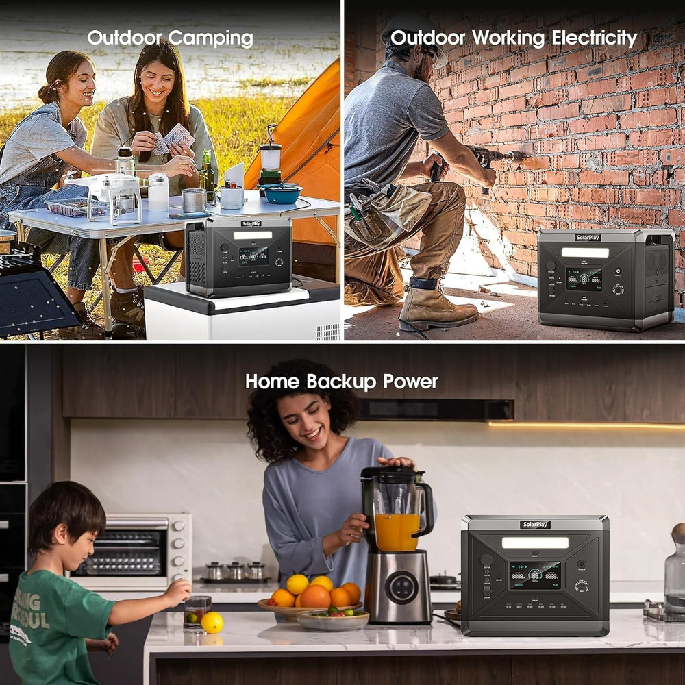 SolarPlay Portable Power Station 2400W, 2160Wh Solar Generator LiFePO4 Batter...