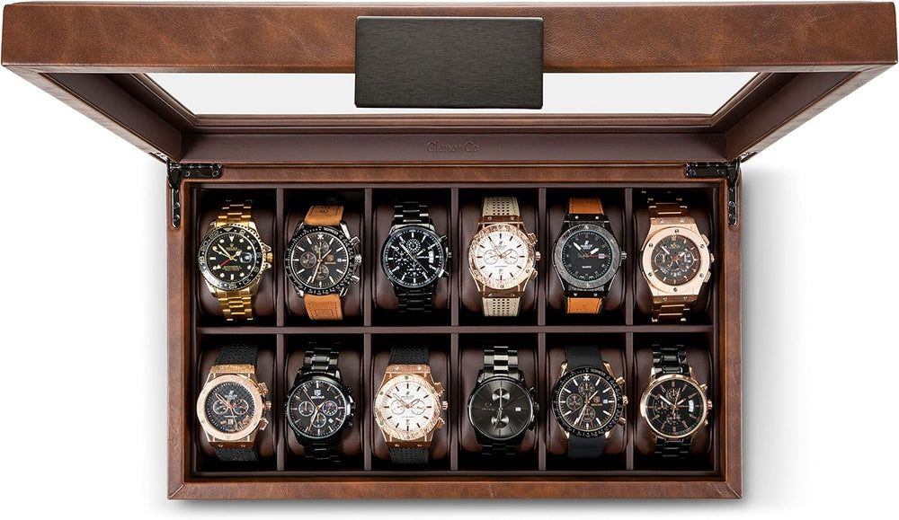 Glenor Co Watch Box for Men - 12 Slot Luxurious & Masculine Watch Case, S...