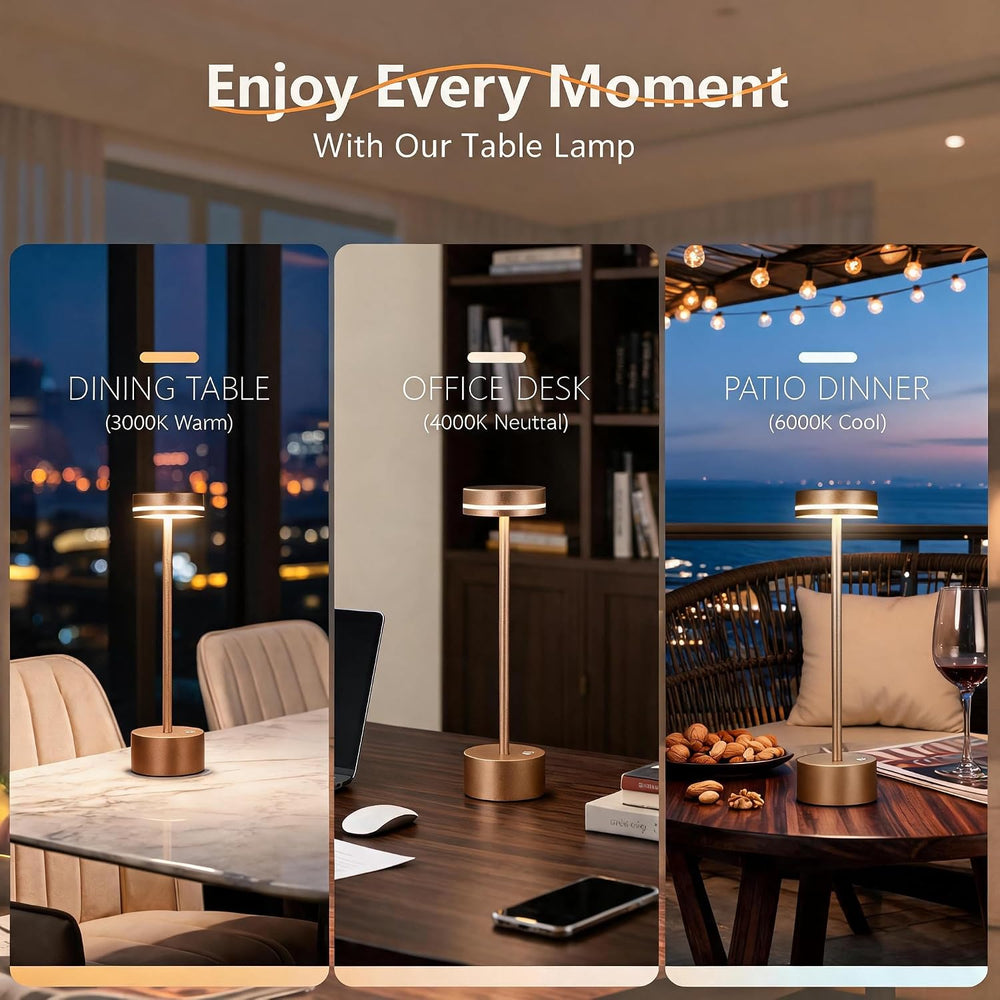 2 Pack Cordless Table Lamps, 5000 mAh Rechargeable Touch LED Lamps