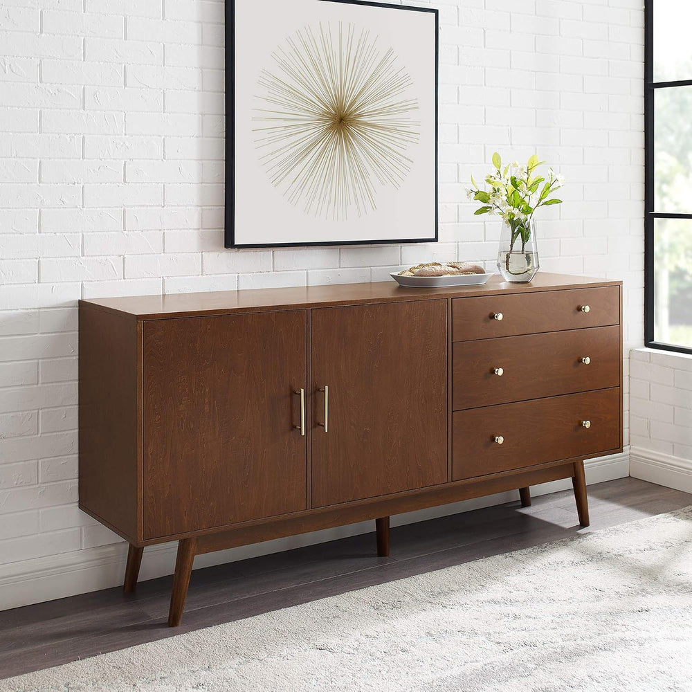 Walker Edison Mid-Century Modern Wood Kitchen Buffet Sideboard Entryway Servi...