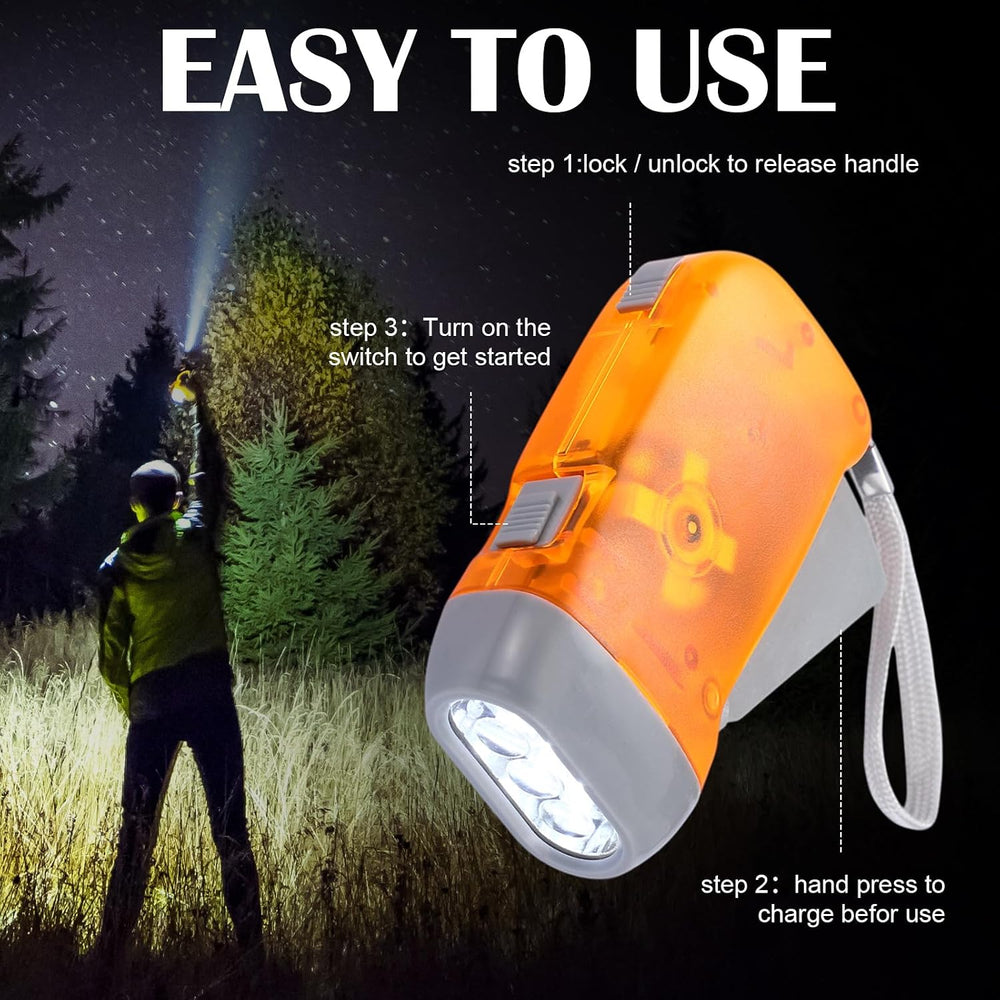 Leelosp 48 Hand Crank Flashlights,Red Blue Purple Orange