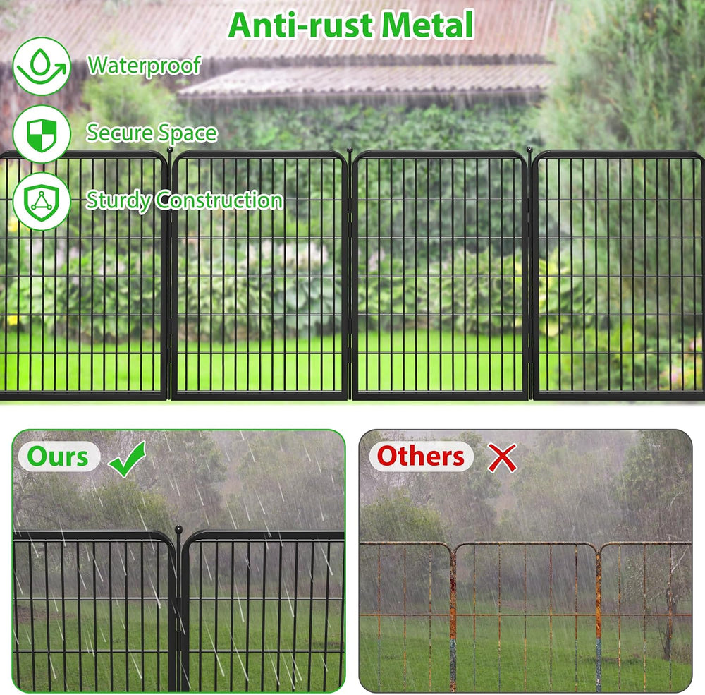 Decorative Black Metal Fencing Garden Fence with Gate, 45ft(L) 40in(H) 20 Fen...