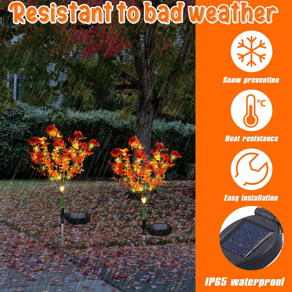 Glooglitter 4 Pack Orange Solar Flower Stake Light Outdoor Garden, Violet