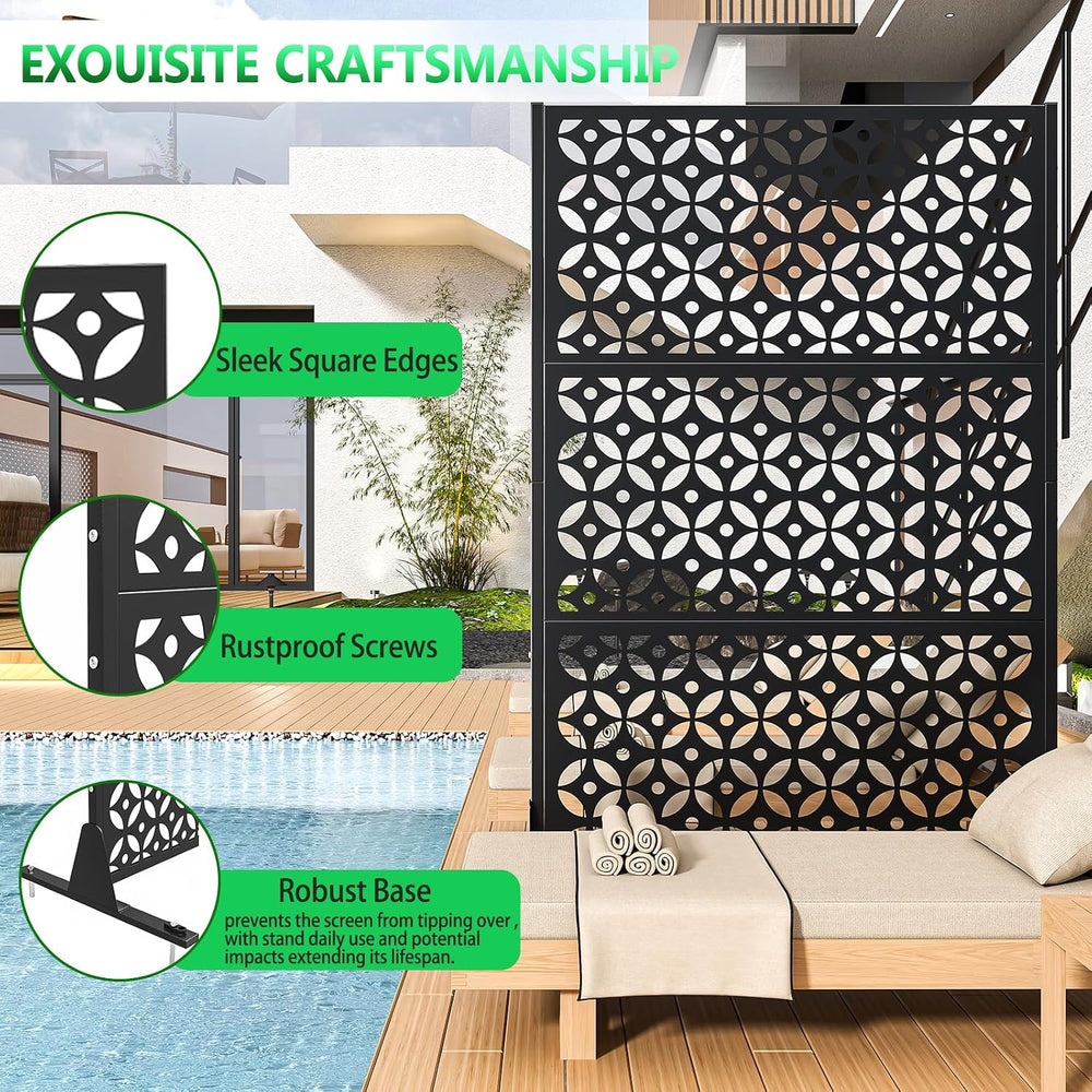 Metal Outdoor Privacy Screen Freestanding Privacy Screens,72" H x 46&quo...