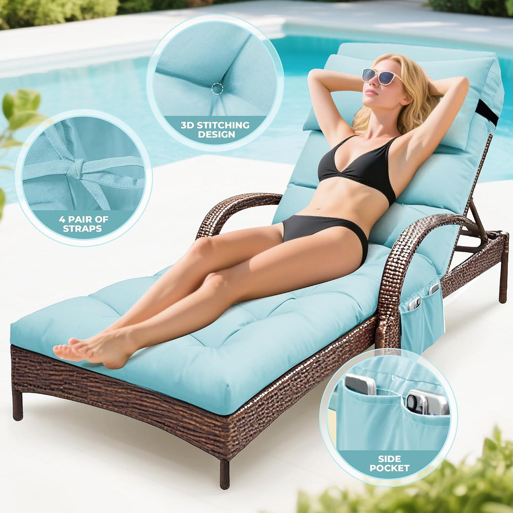 Outdoor Chaise Lounge Chair Cushion, Waterproof Outdoor Chair Cushions for Pa...