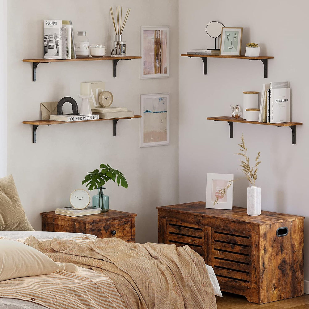 DINZI LVJ Long Wall Shelves, 23.6Inch Wooden Wall Mounted Shelves, Set of 2