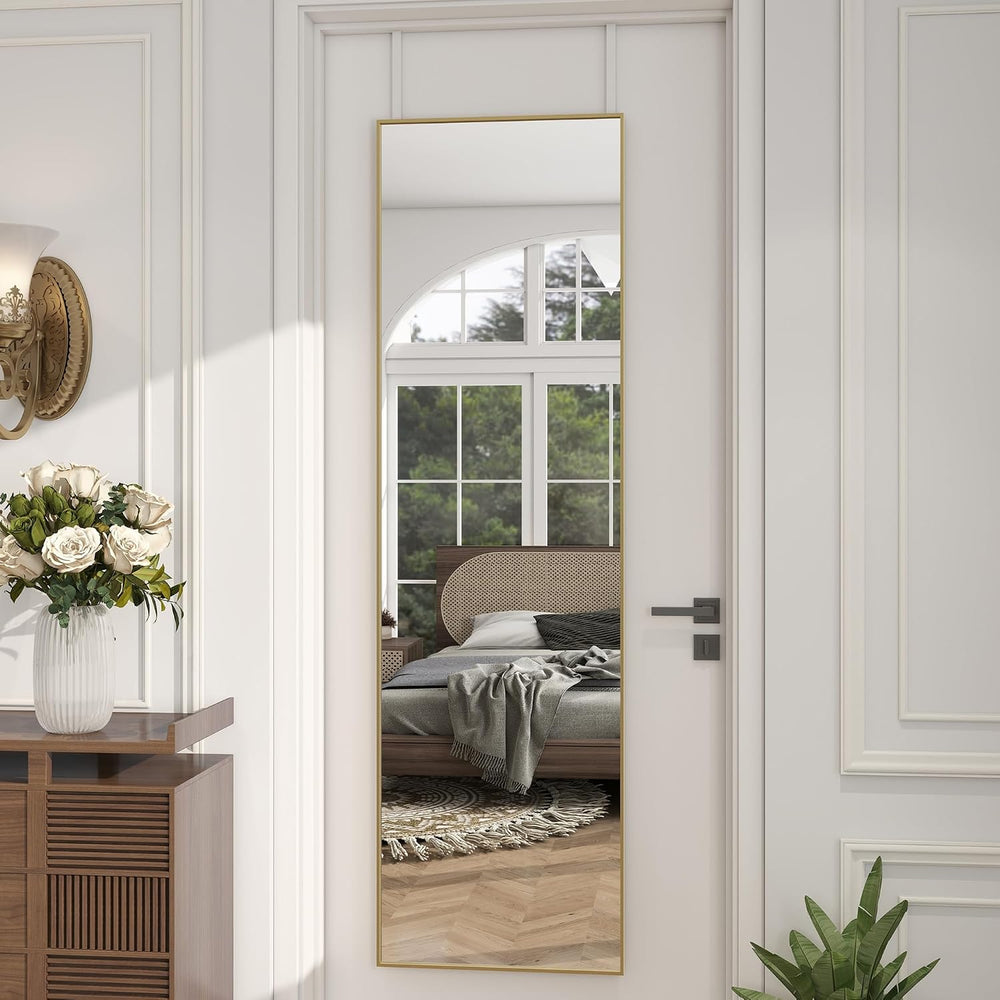 48"x 14" Over the Door Mirror Full Length, Full Body Mirror, Gold