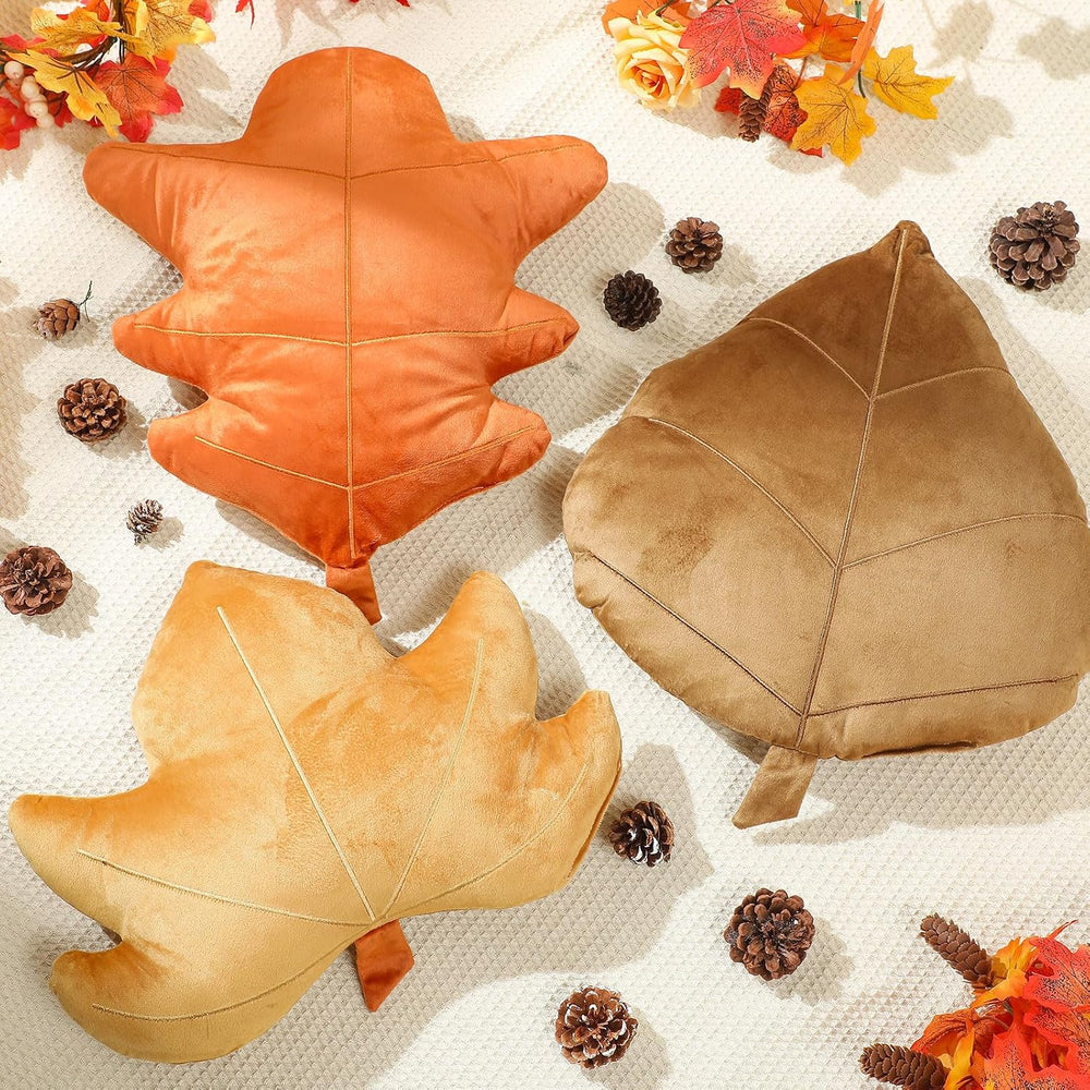 Newtay 3 Pack Thanksgiving Leaf Throw Pillows Autumn Fall Maple Pillow
