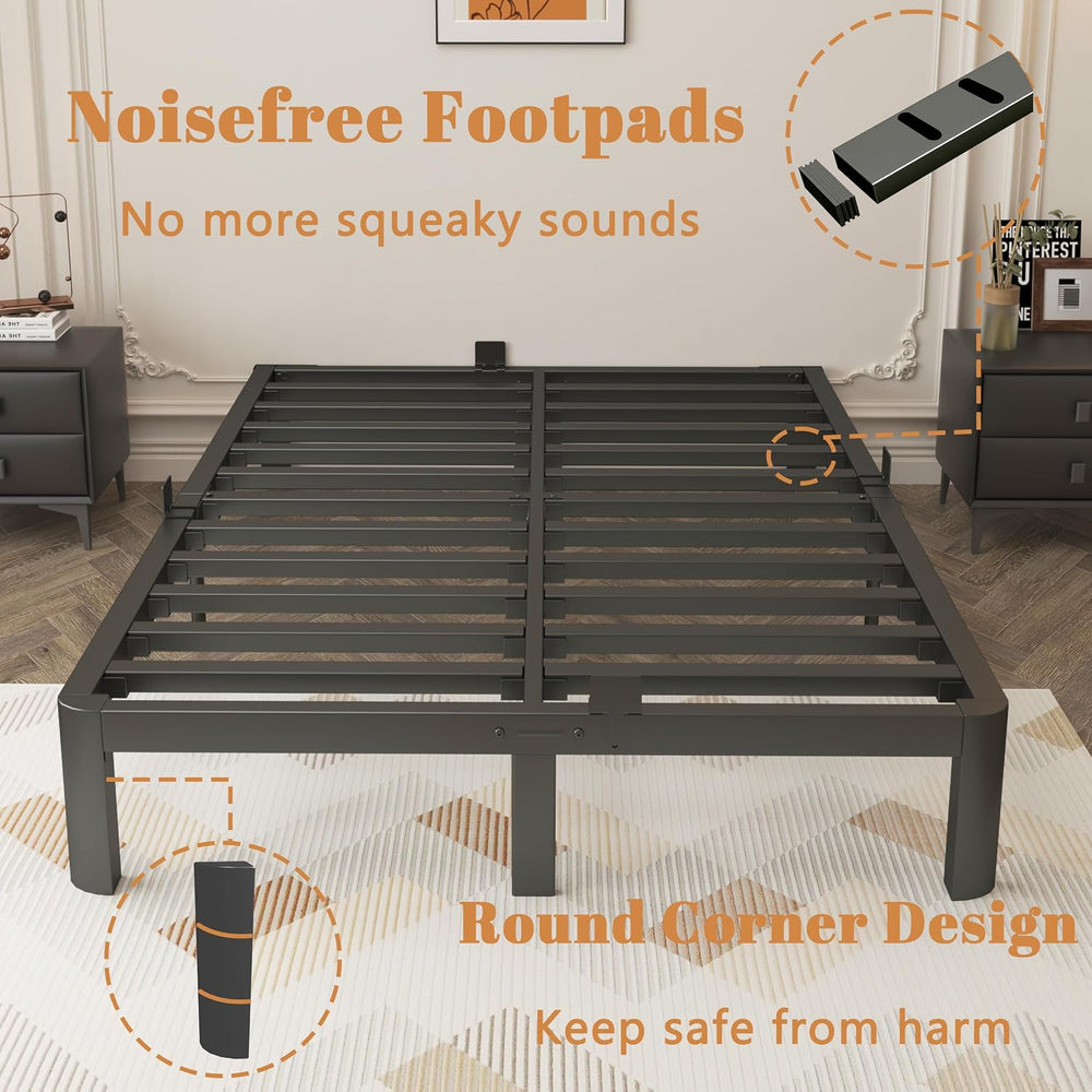 10 Inch King Bed Frame with Metal Gasket, Black Platform Bed Base