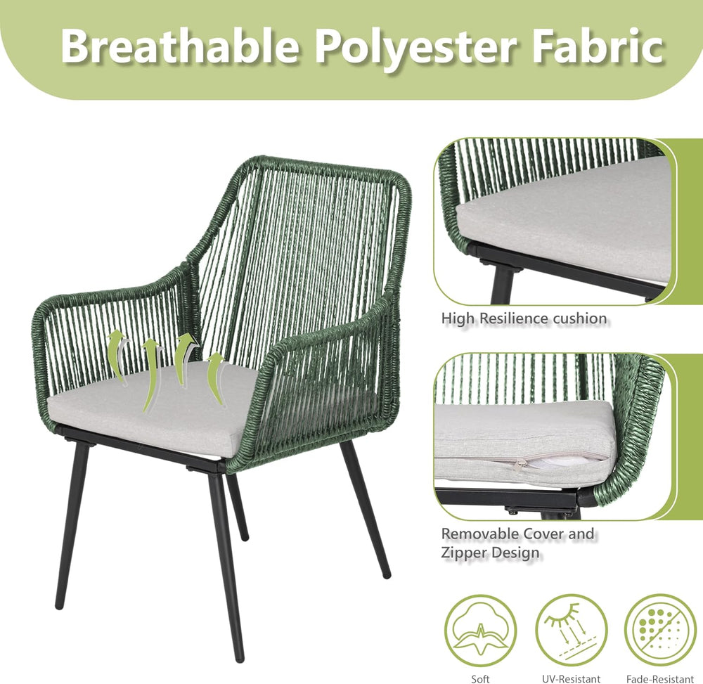 Patio Dining Chairs, Outdoor Dining Chairs with Armrest & Cushion Set of ...