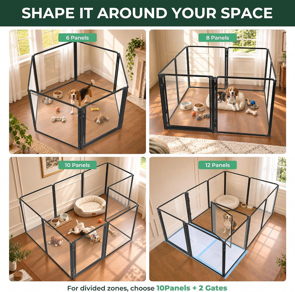 FXW AuraSpace Pro Clear Acrylic Indoor Dog Playpen, 32" H, 8 Panels