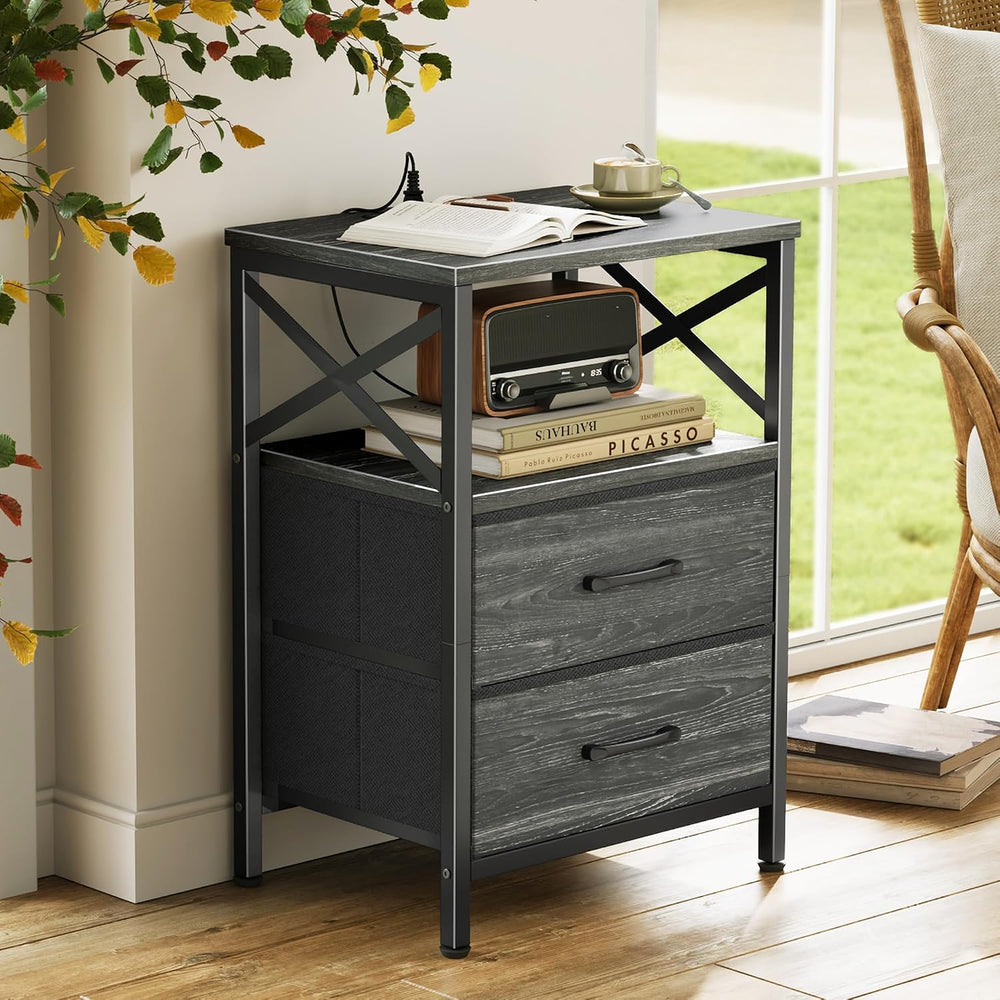 Huuger Night Stand with Charger Station, USB-C Port, End Table
