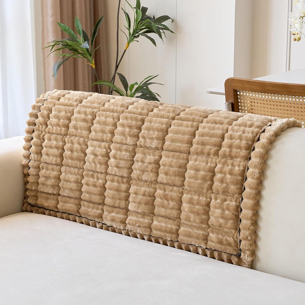 vctops Set of 2 Faux Fur Couch Arm Cover Back Covers, Non-Slip Chair Arm Cove...