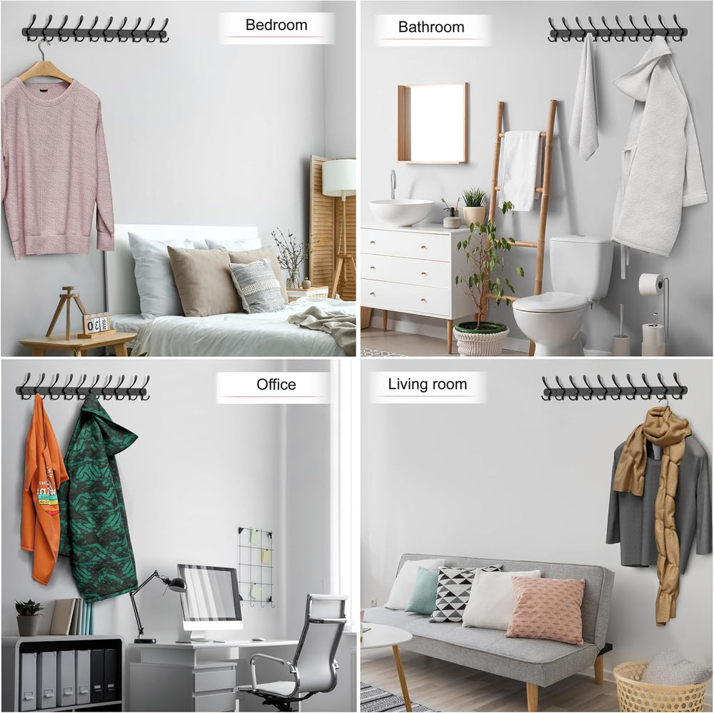Coat Rack Wall Mount with 10 Tri Hooks – 32 Inch Stainless Steel Coat Hook Ra...