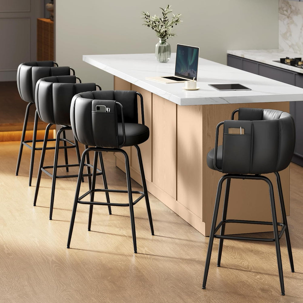 SONGMICS Home Bar Stools Set of 4, 360° Swivel,Bar Height