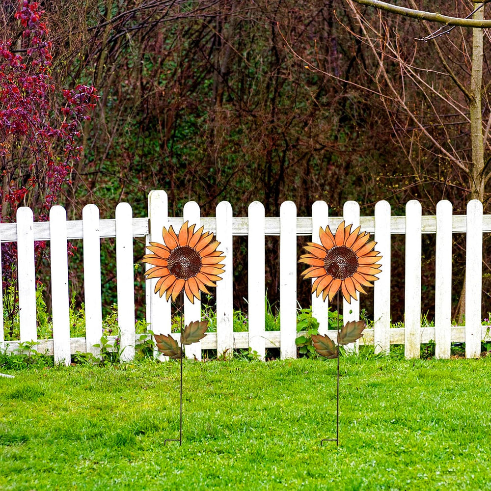 Metal Sunflower Garden Stakes Flower Yard Art Planter Stake Party Lawn Pathwa...
