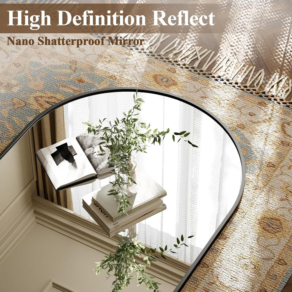 Arched Full Length Mirror 71"x26" Leaning Hanging Decor Black