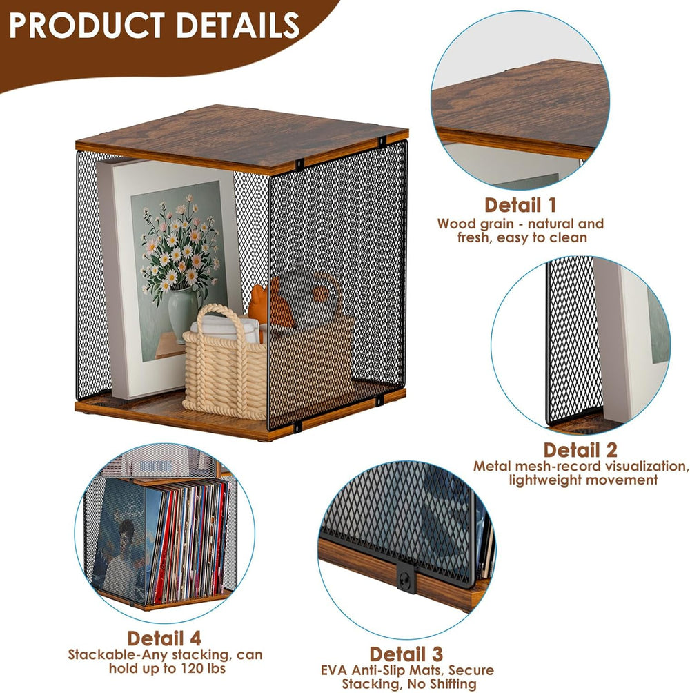 Dmevkic 4 Cube Vinyl Record Storage