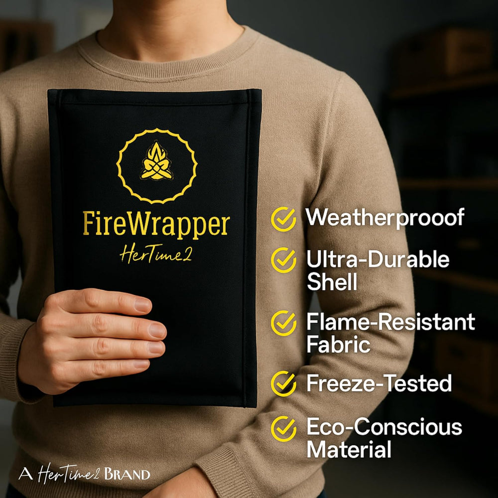 HerTime2 FireWrapper Emergency Fire Blanket 2-Pack – 900°C Flame Resistant, R...