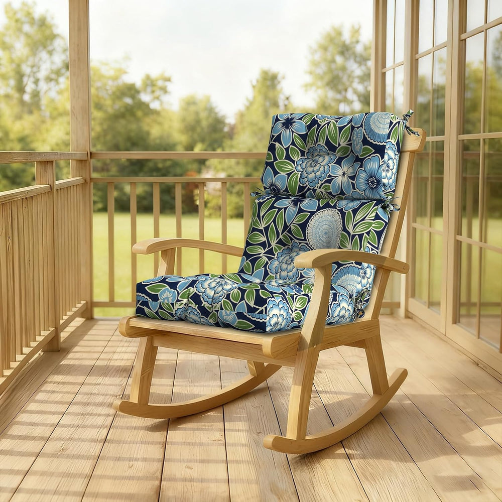 DYTXIII Outdoor High Back Chair Cushions Set of 2, Water Repellent Tufted Roc...