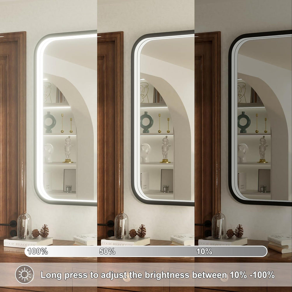 40"x30" Black LED Bathroom Mirror with Lights, 3000K/4500K/6000K