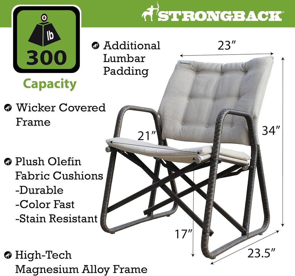 STRONGBACK Folding Patio Chair - Ergonomic Design for Back Pain Relief