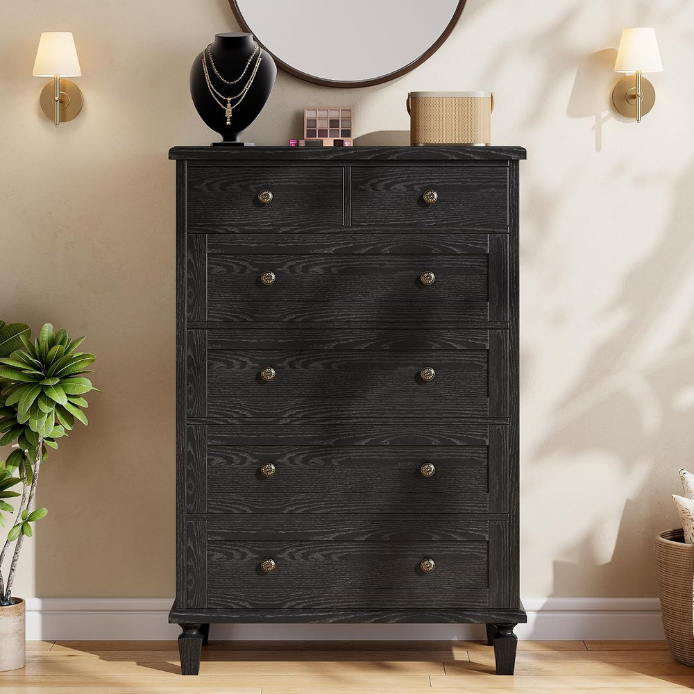 Garvee 47" Tall Dresser for Bedroom, Vintage 6 Drawer Dresser with Carve...