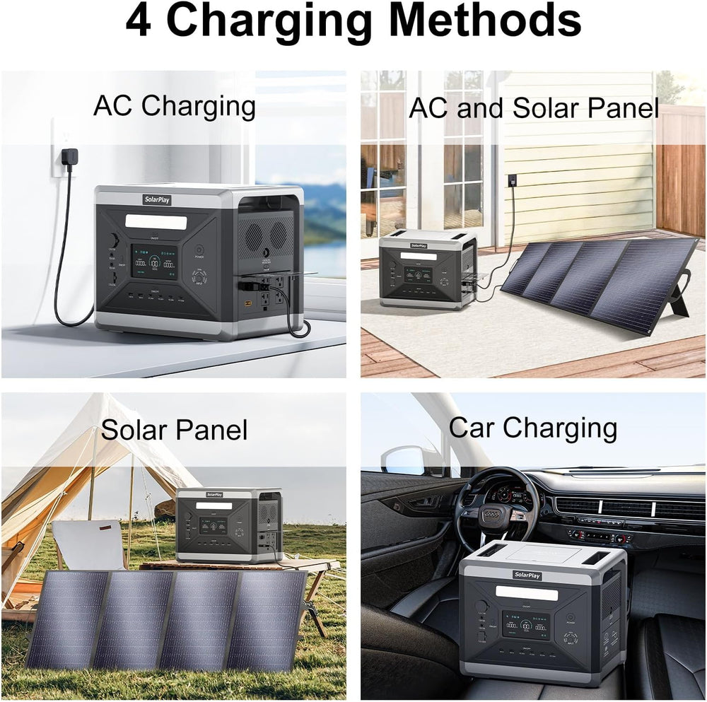 SolarPlay Portable Power Station 2400W, 2160Wh Solar Generator LiFePO4 Batter...