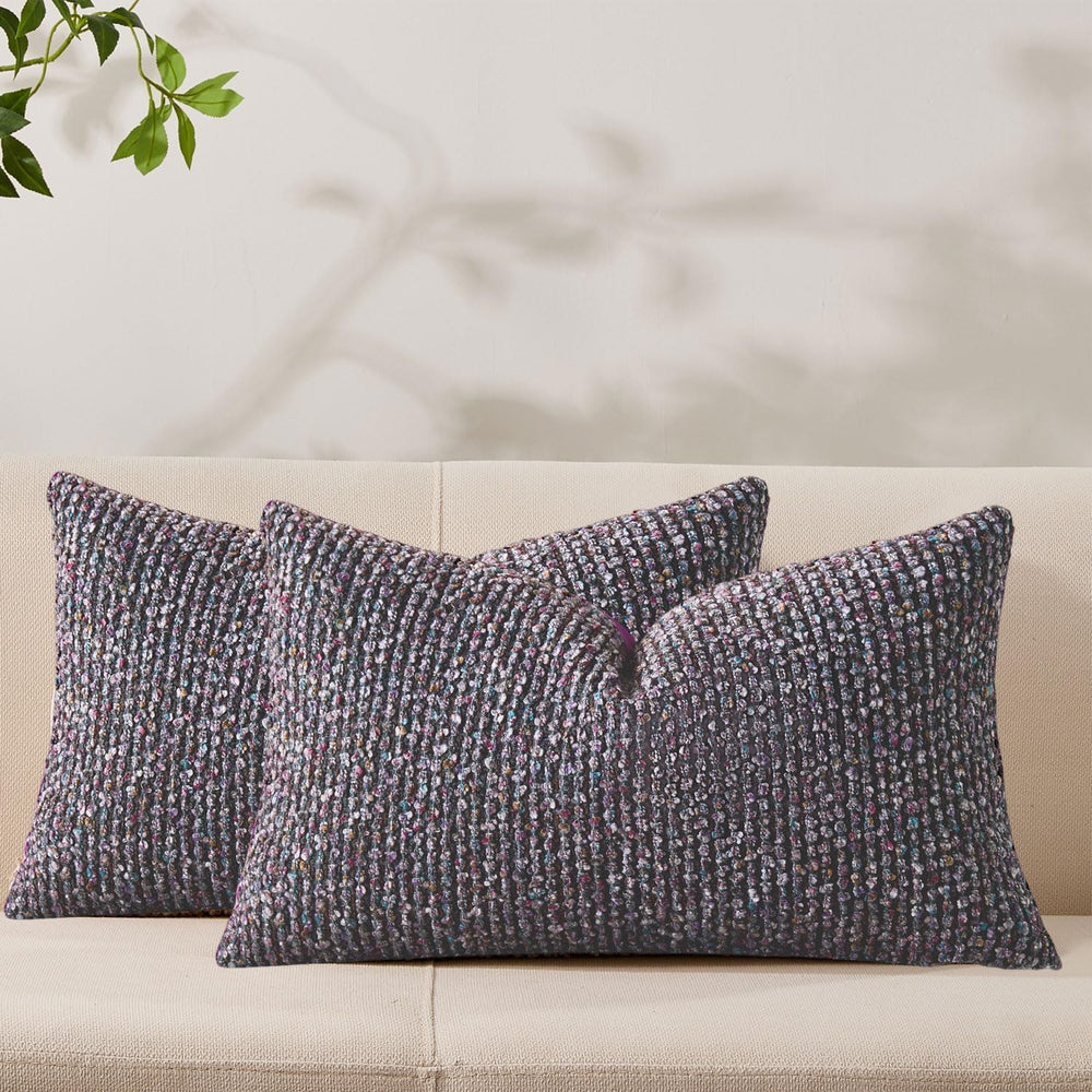 Allorry Throw Pillow Covers 12x20 Soft Wool Cushion Decorative Purple012E12