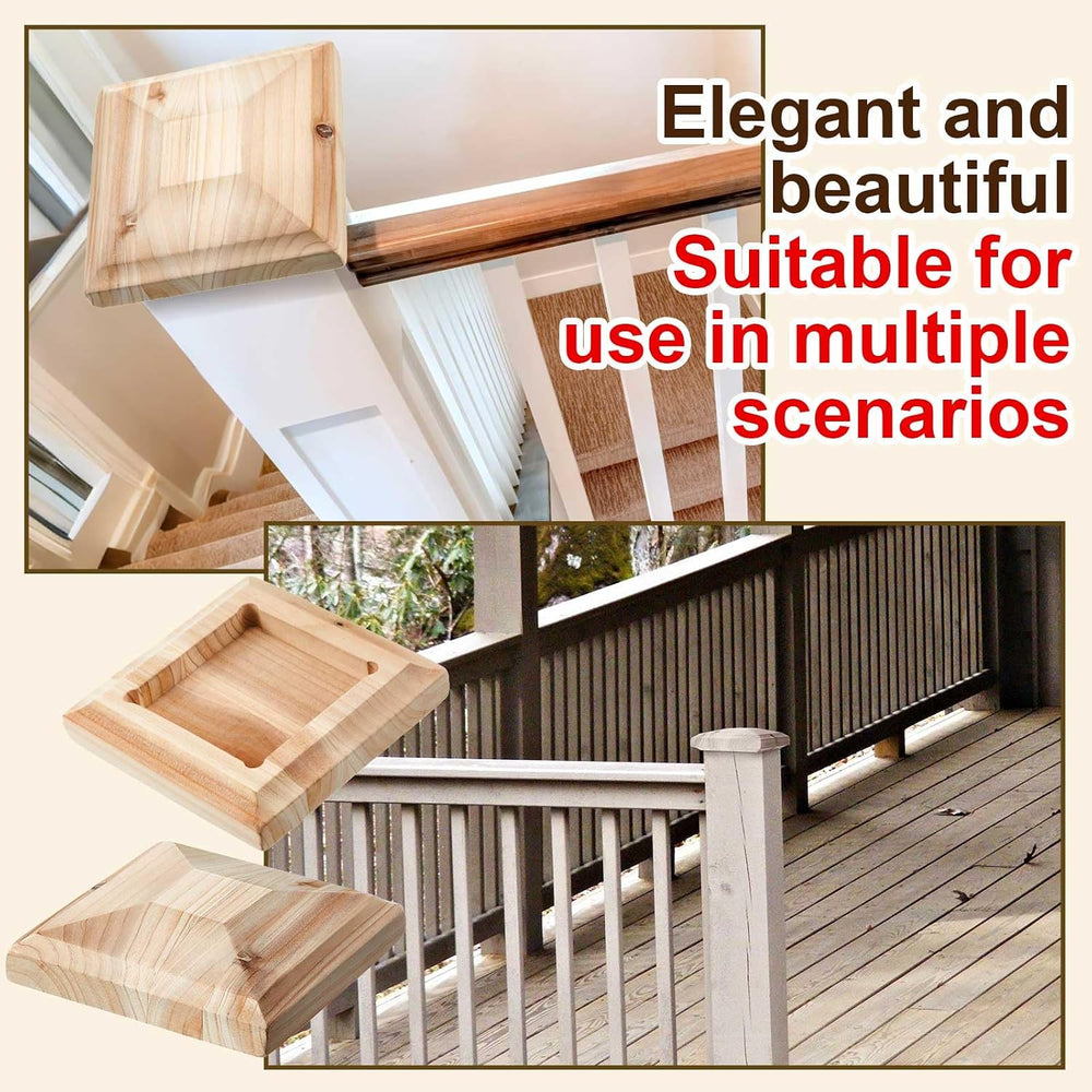 Hosuly 3 Pcs 4 x 4 Inch (Actual 3-5/8") Wood Fence Post Cap