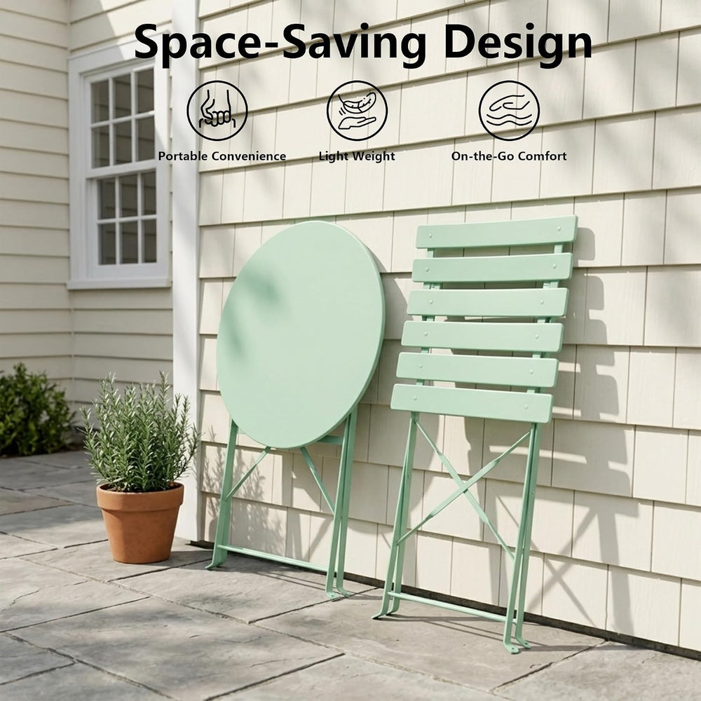 3-Piece Patio Bistro Set, Folding Outdoor Bistro Table and Chairs with Sturdy...