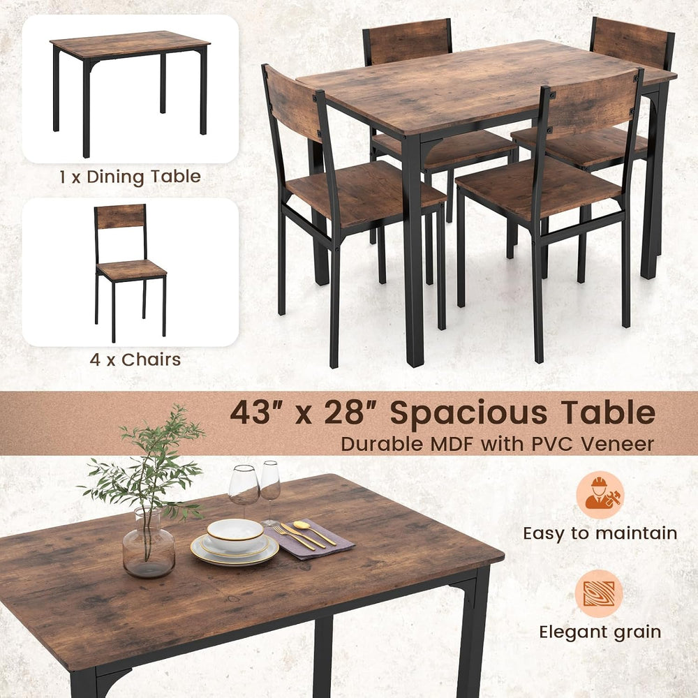 Tangkula Dining Table Set for 4, Modern Kitchen Table and Chairs Set of 4