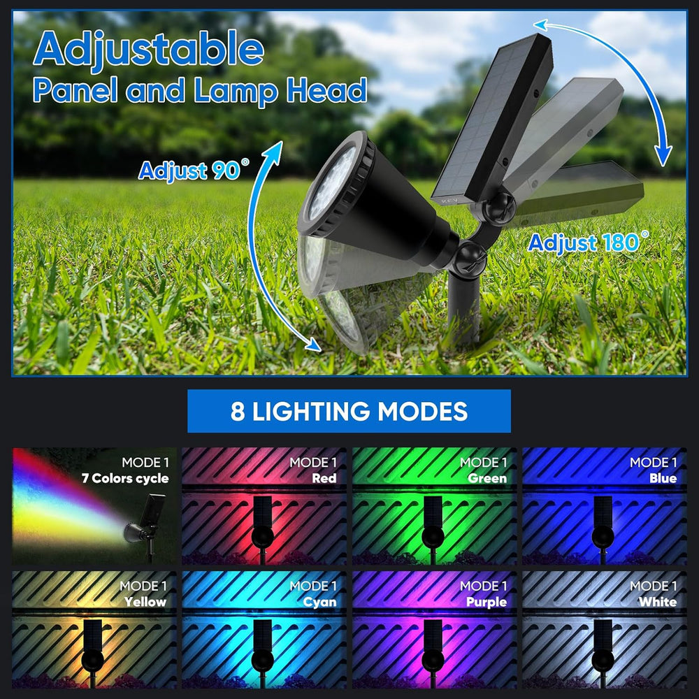 KEV RGB Solar Spot Lights Outdoor Waterproof,Multicolor,4‑Pack