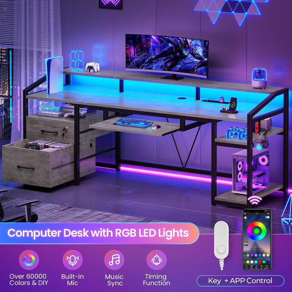 SEDETA 63" Computer Desk, Office Desk with Lockable Drawers for Legal/Le...