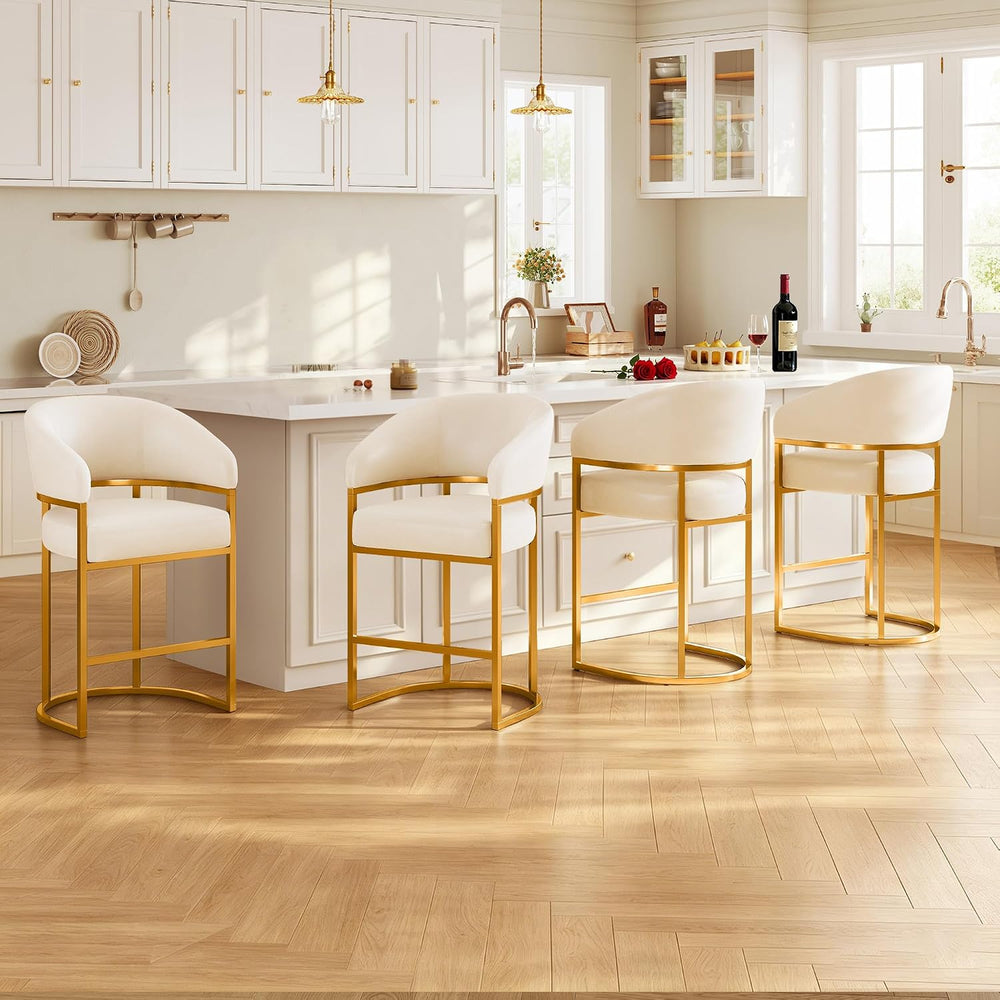 Modern Counter Height Bar Stools,Bar Stools Set of 4,Faux Leather Upholstered...
