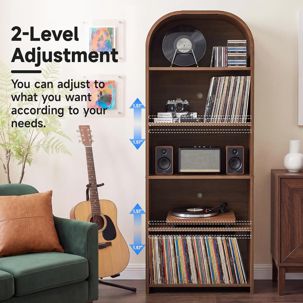 63'' Tall Record Player Stand, 5 Tier Large Record Player Storage Cab...