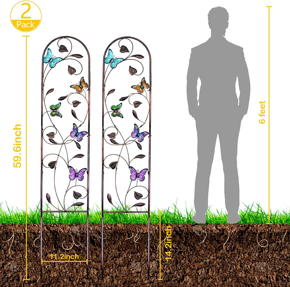 aboxoo 2-Pack Butterfly Metal Garden Trellis for Climbing Plants