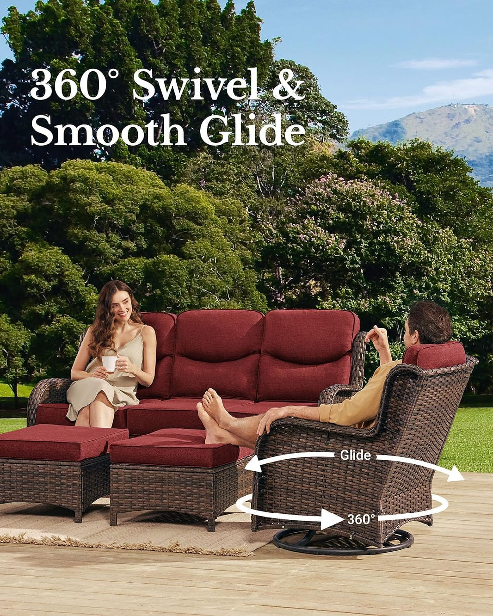 HILLGA Luxury Outdoor Patio Furniture Set with 6-Inch Thick Cushions