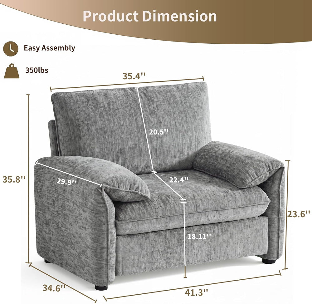 Oversized Accent Chair for Living Room, Wide Chenille Reading Chair
