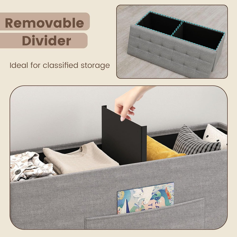 GIANTEX Storage Ottoman Bench, 43" L Folding Foot Rest Storage Chest wit...