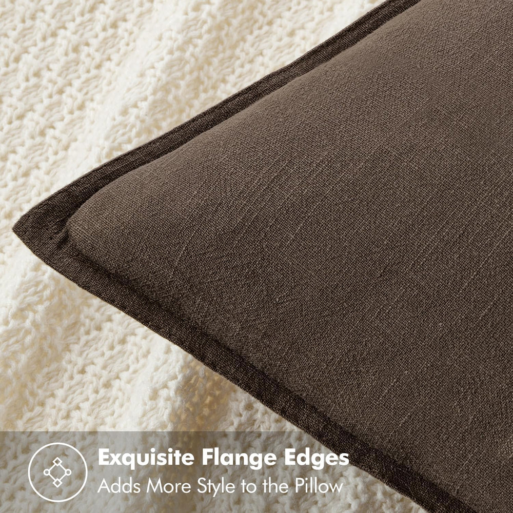 MIULEE Decorative Linen Euro Sham Pillow Covers 26x26 Dark Coffee Chocolate
