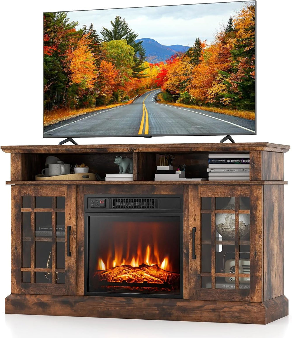 RELAX4LIFE Electric Fireplace TV Stand for TVs up to 55’’, TV Console Table w...