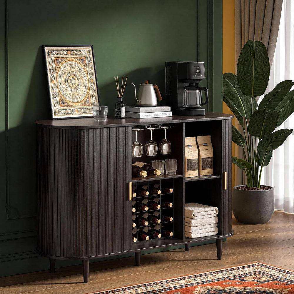 Wine Bar Cabinet with Storage: 55" Kitchen Coffee Bar Cabinet with Wine ...