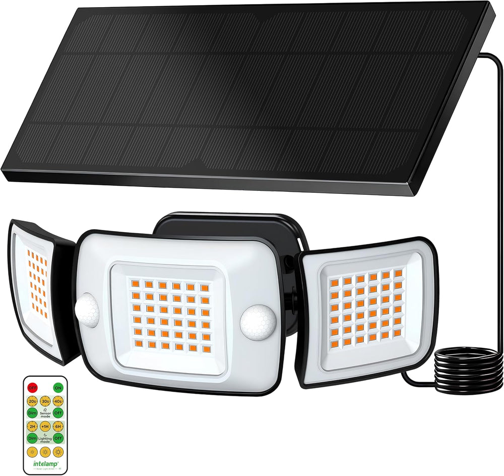intelamp Outdoor Solar Flood Motion Sensor Light 6000mAh 6500K