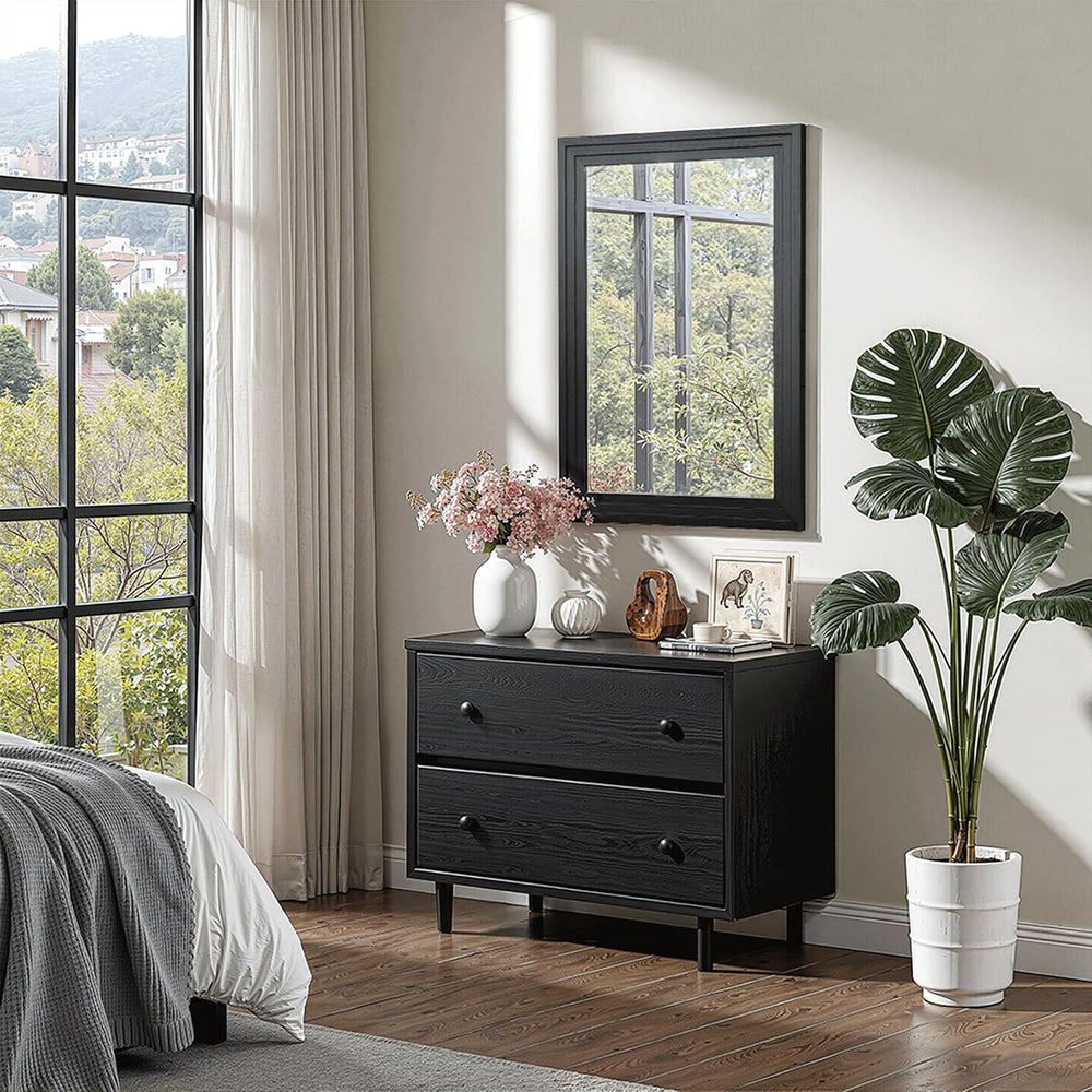 Farmhouse Rustic Wood Framed Bathroom Vanity Mirror for Wall, 20x30, Black