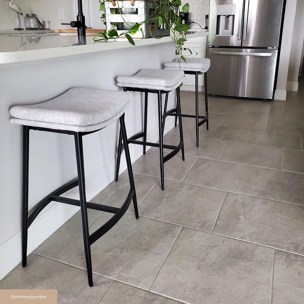 Nathan James 22201 Arlo Modern Backless Upholstered Kitchen Counter Bar Stool...