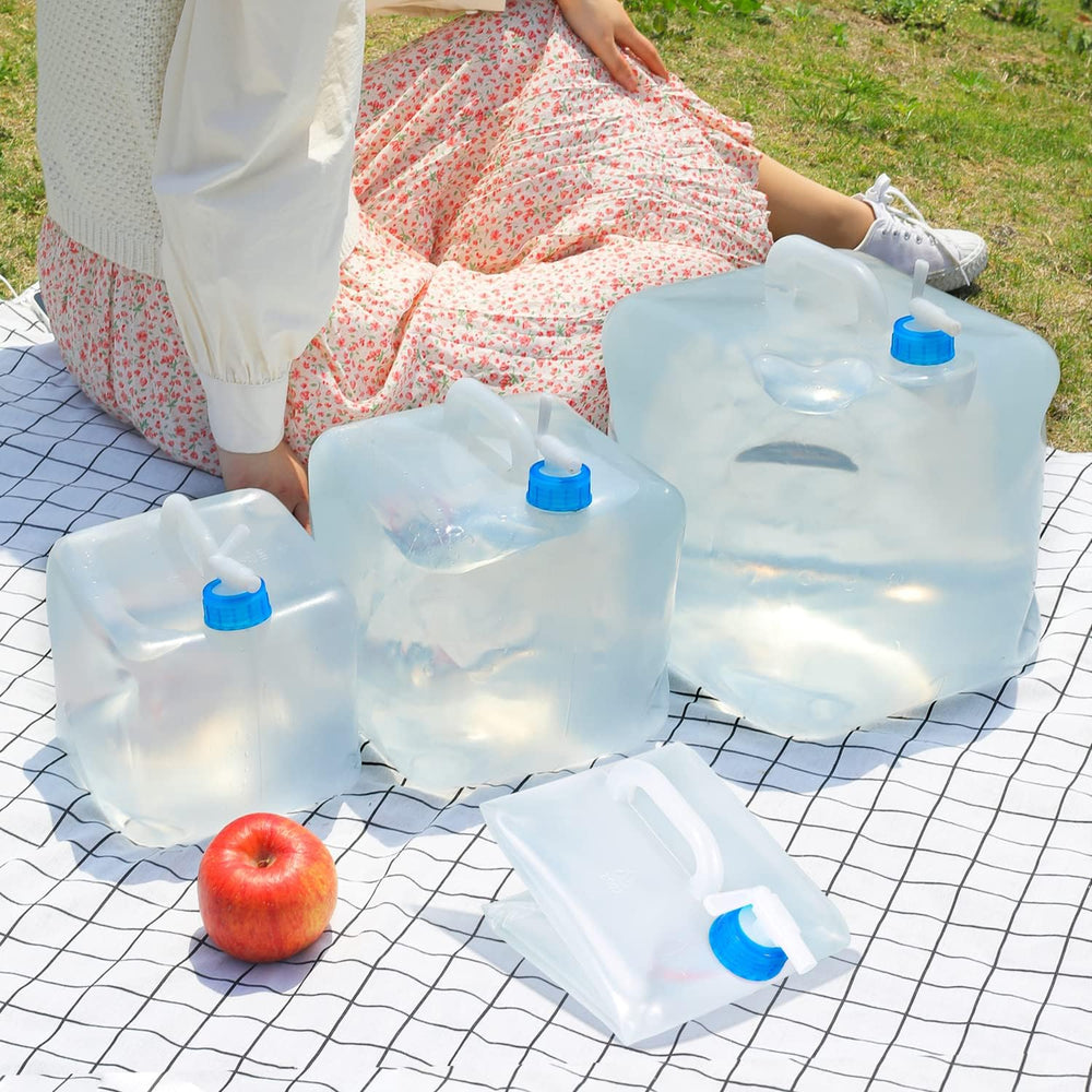 2 Pack Collapsible Water Container with Spigot, Foldable Cube Water Jugs Port...