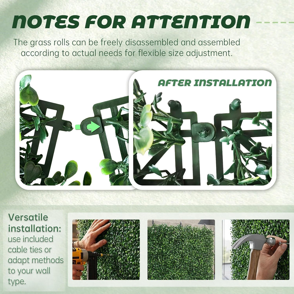 TTTM 72"x144" 72 Sqft, UV-Resistant Artificial Boxwood Hedge Roll P...