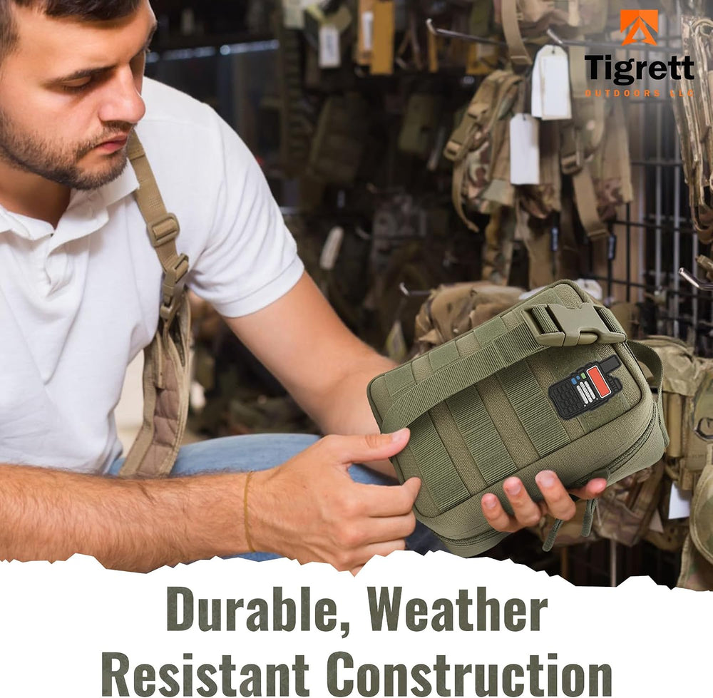 Ham Radio Go Bag in Green Color with Tear-Away Hook and Loop Back - Molle Com...