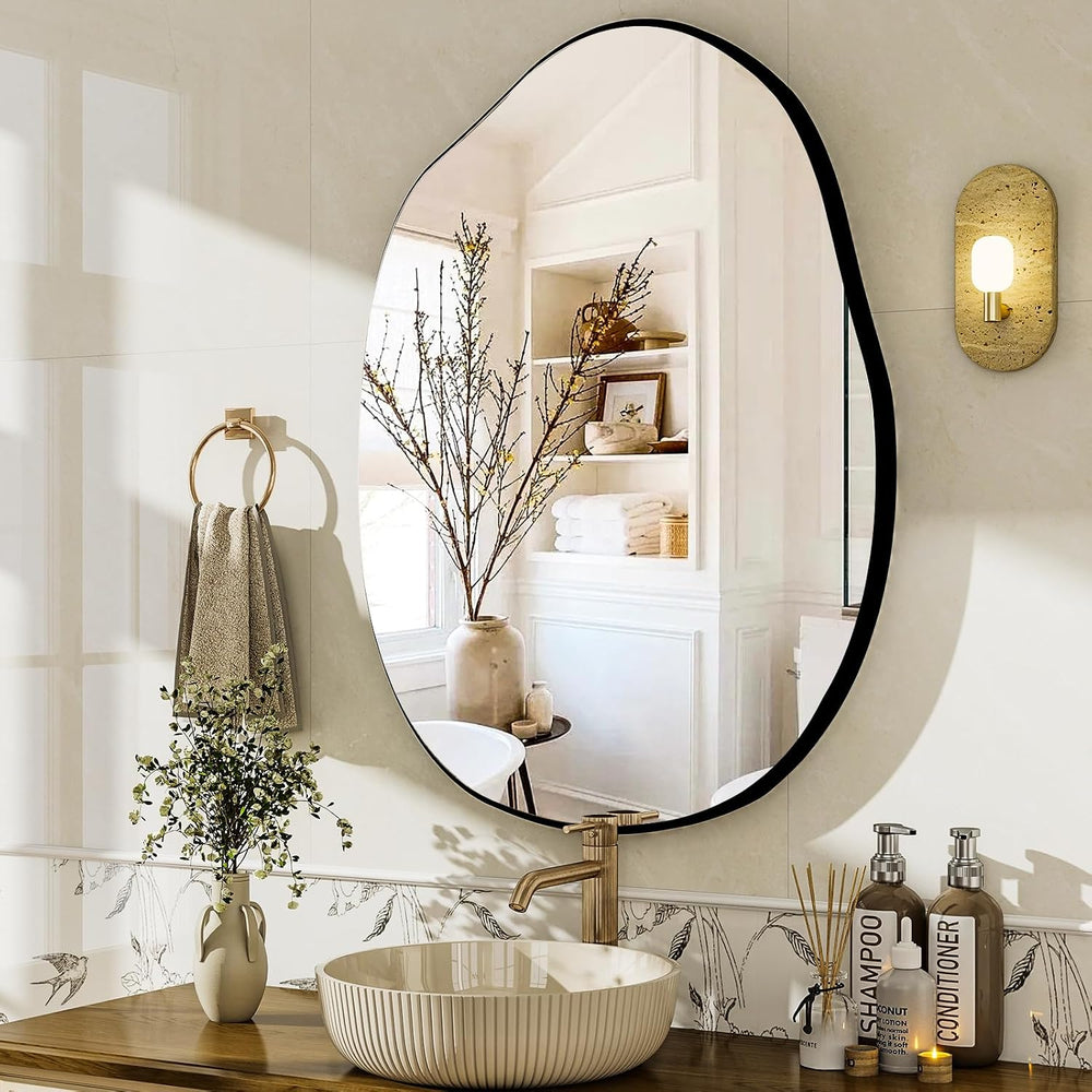 HARRITPURE 22"x32" Irregular Wall Mirror, Bathroom Mirror for Over ...